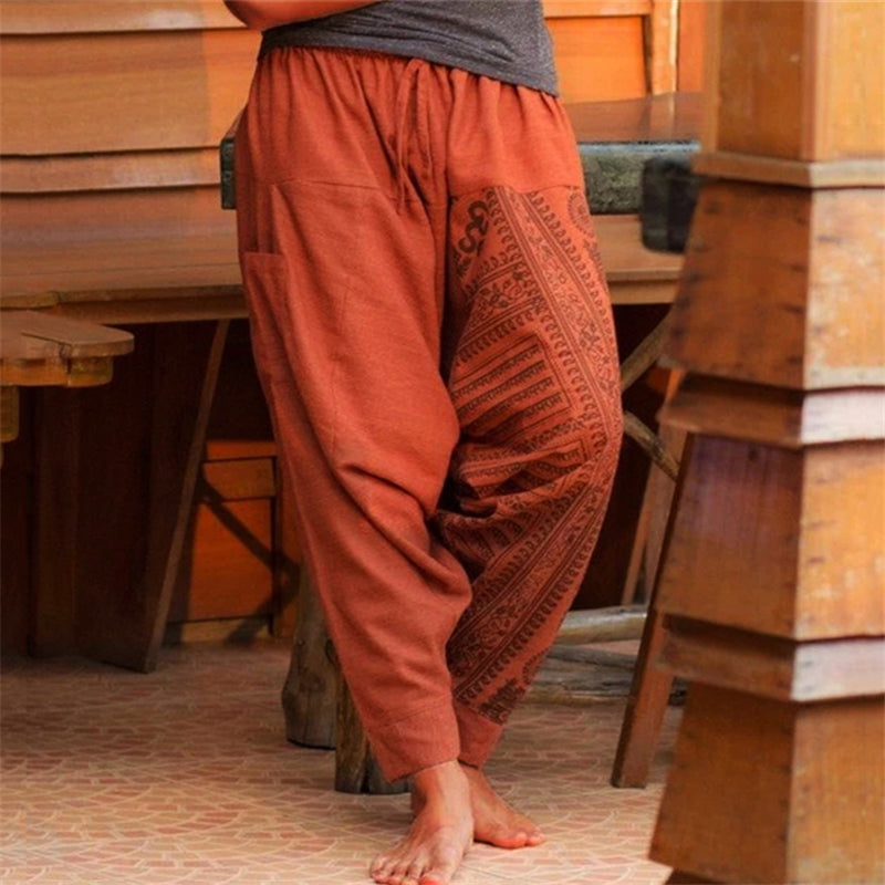 Pantalones de hombre con estampado retro, bragas regulares