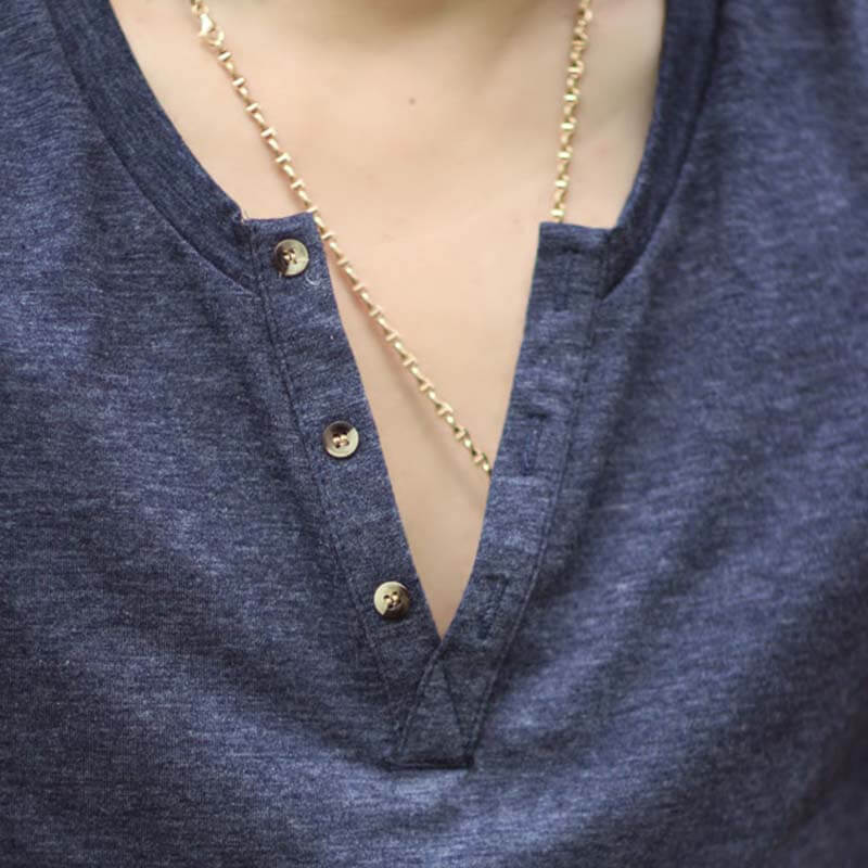 Men&#39;s Summer Cool Comfy Henley Collar Slim Short Sleeve Cotton T-Shirts