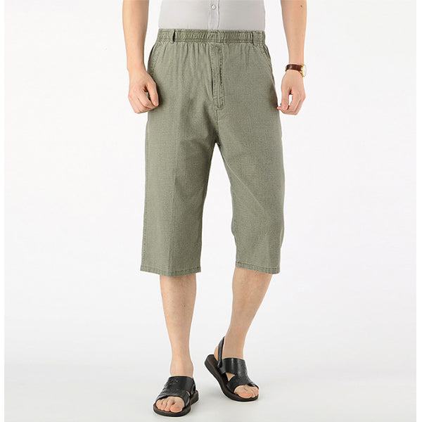 Kurz geschnittene Hose aus Leinen mit hoher Taille für Herren