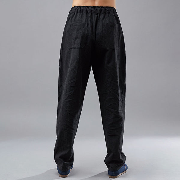 Cordones de hombre de pantalones de algodón de cáñamo