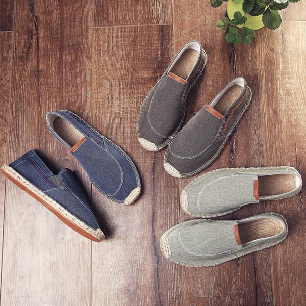 Lona de lino retro para hombres, pisos transpirables