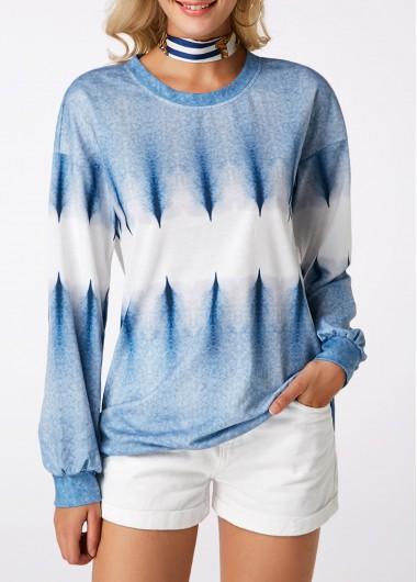 Jersey azul de manga larga con cuello redondo estampado