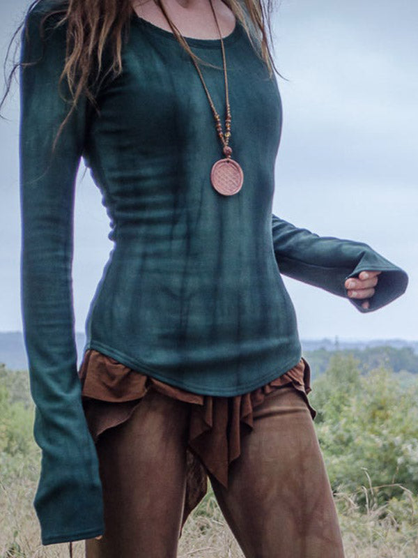 Top de algodón orgánico teñido de color natural vintage para mujer