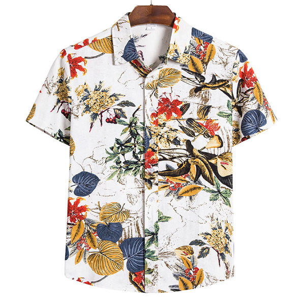 Camisa de lino con manga corta para hombre.