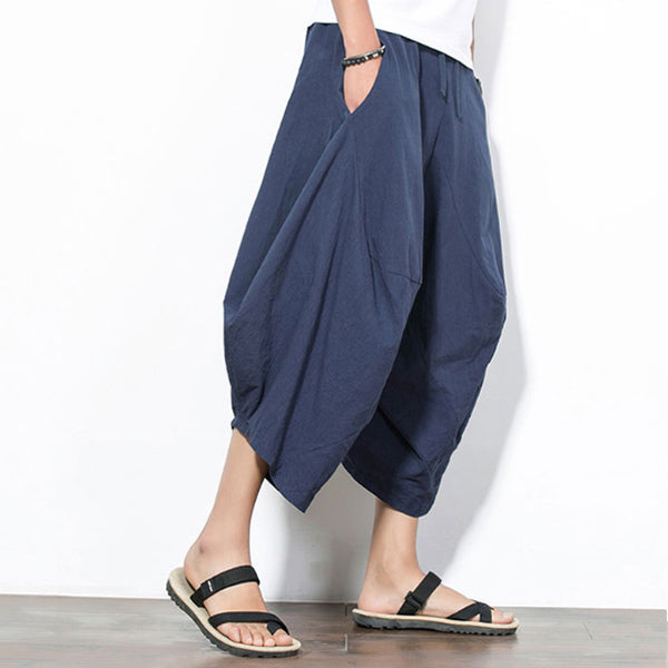 Pantalones de harén de algodón retro para hombre