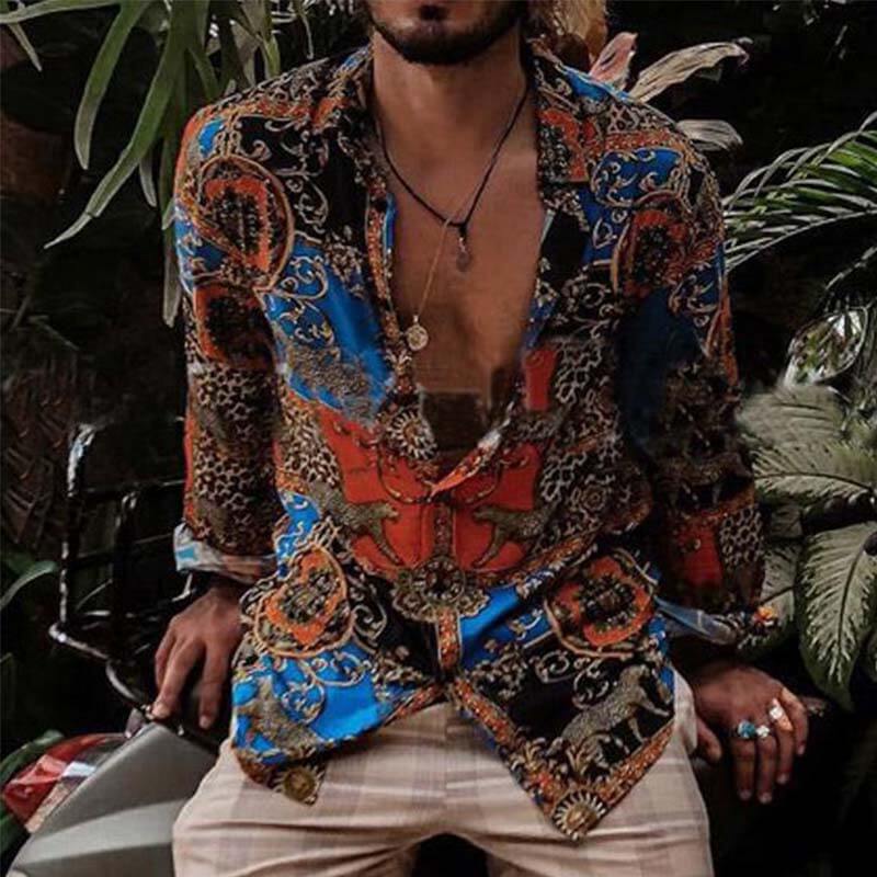 Camiseta vintage estampada con camisas, manga larga casual