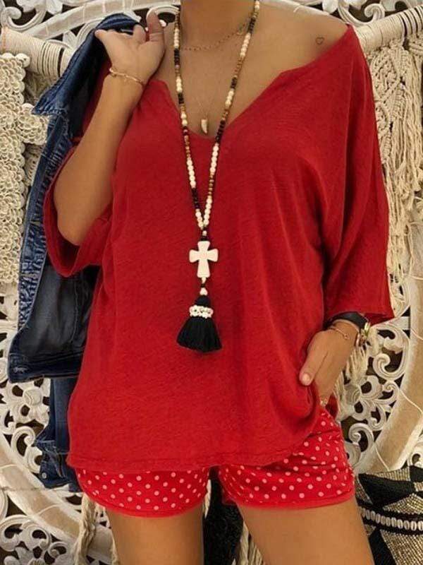 Camisa con cuello en v talla grande