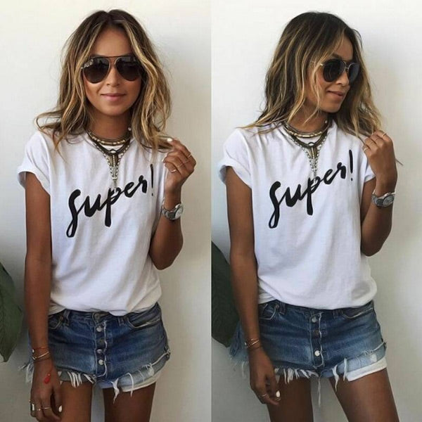 Camiseta con estampado SUPER de mujer