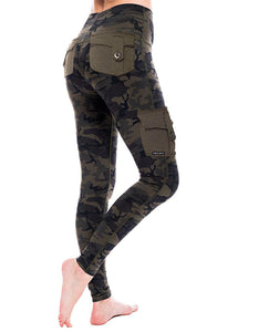 Frauen einfarbige Tasche Tarnhose Yoga