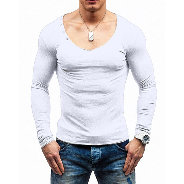 Cuello de pico y cuello de pico de manga larga para hombre