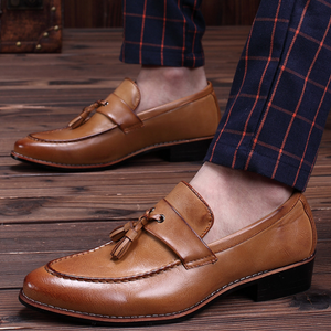 Mocasines de cuero con decoración de borlas para hombre Zapatos de vestir sin cordones