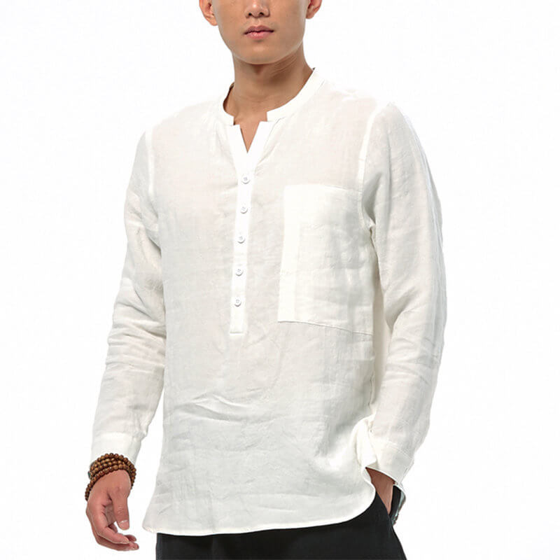 Camiseta de algodón clásica y cómoda para hombre, de manga larga y manga larga.