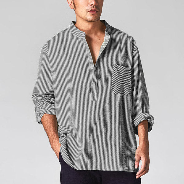 Loose Casual Striped Breathable Shirt für Herren