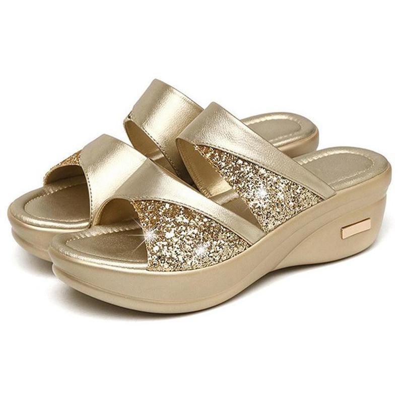Summer Fashion Damen Plattform Wedge Open Toe Sparkling Casual Slipper