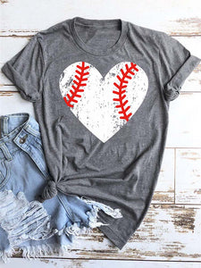 Frauen Baseball Herzdruck T-Shirt