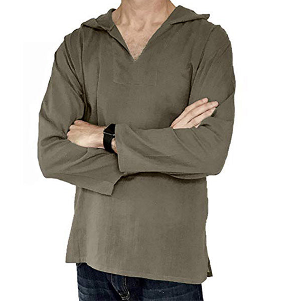 Camiseta de lino para hombre con capucha