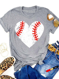 Frauen Baseball Herzdruck T-Shirt