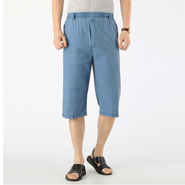 Kurz geschnittene Hose aus Leinen mit hoher Taille für Herren