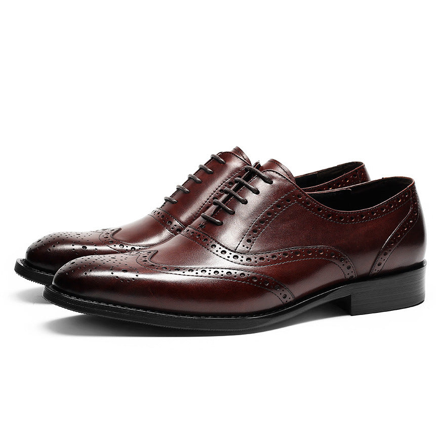 Sactino Brogue Lederschuhe in Schwarz / Rotwein