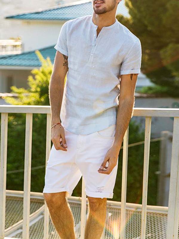 Camisa de manga corta de algodón para hombre