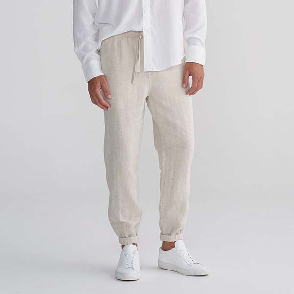 Pantalones de lino cónicos para hombres