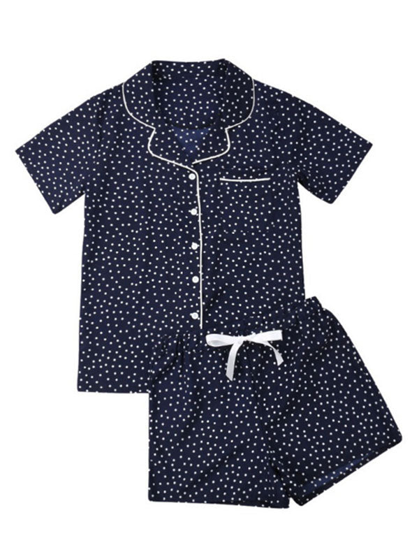 Moterų kasdieniai atspausdinti trumpų rankovių pižamos komplektai ir namų apranga