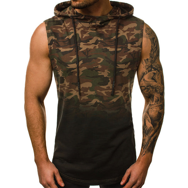 Camisa sin mangas para hombres con capucha y degradado