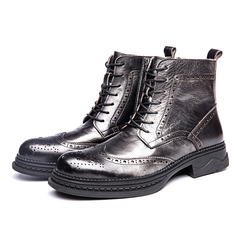 Sactino Brogue zapatos de cuero marrón / gris