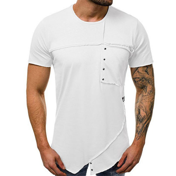 Camiseta de hombre con costuras de cuello redondo.