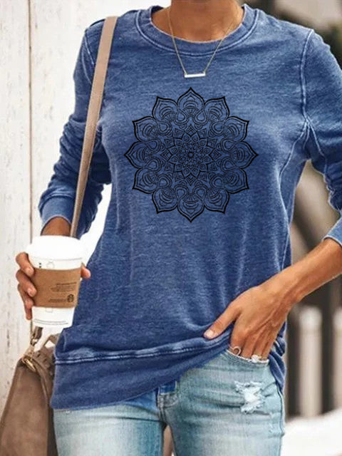 Langarm-Sweatshirt mit Mandala-Print