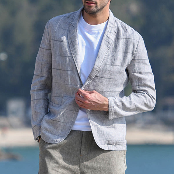 Traje casual a cuadros de lino para hombres