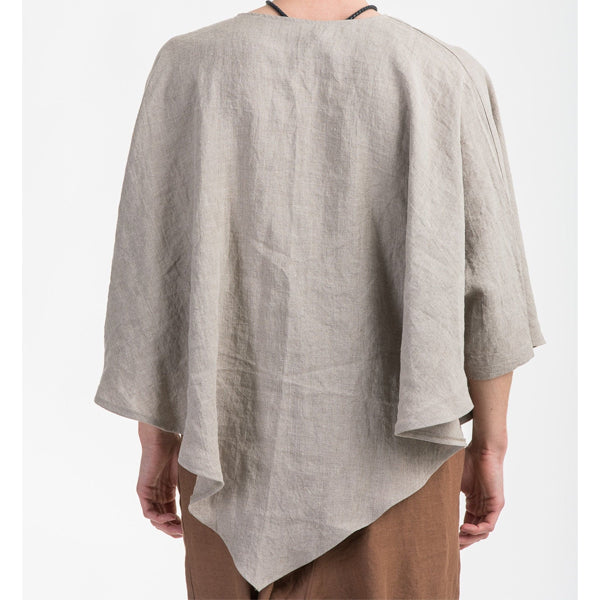 Herren einfarbiges unregelmäßig geschnittes Leinen-Poncho