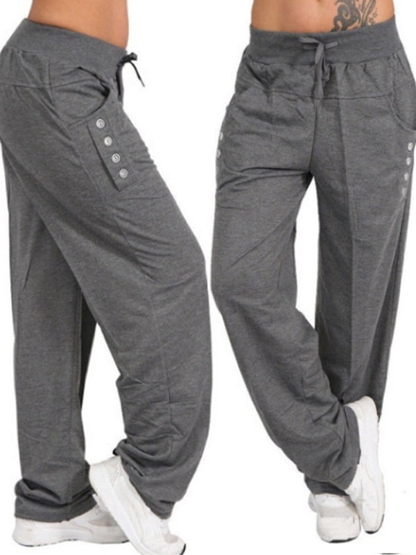 Pantalones casuales, sueltos y rectos para mujer