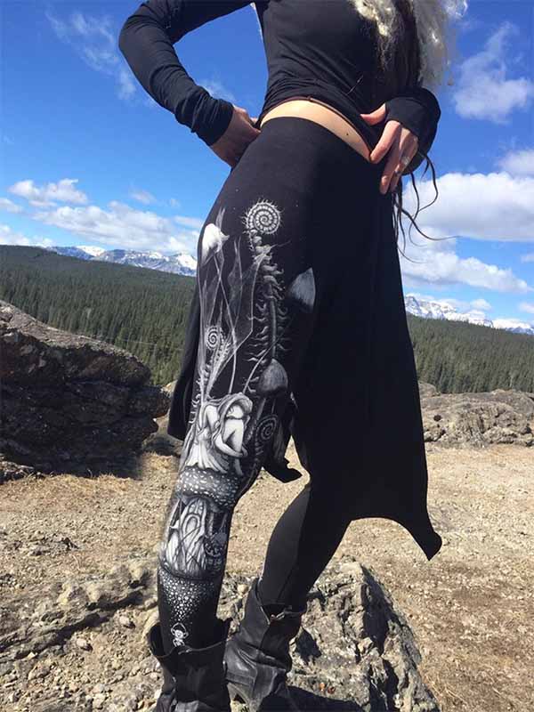 Damen Fairy Mushroom Print Leggings Schlanke Hose