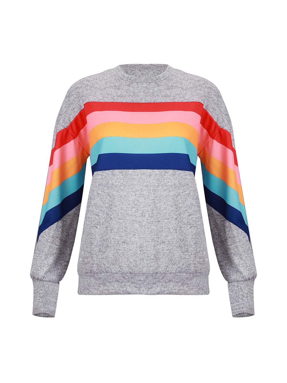 Suéter casual con manga larga de rayas arcoiris