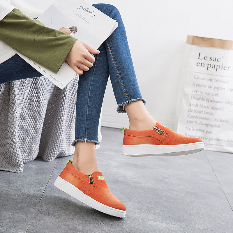 Zapatos casuales de lona de moda para mujer con cremallera