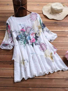 Vestido de color irregular de estilo étnico de talla grande