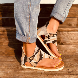 Damen Summer Beach Camouflage Casual Tangasandalen