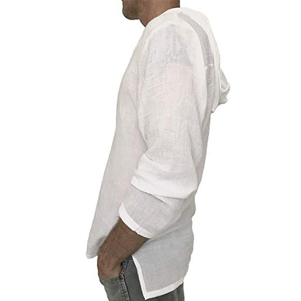 Camiseta de lino para hombre con capucha