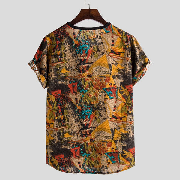 Leichtes Kurzarm-T-Shirt aus Baumwolle und Leinen für Herren