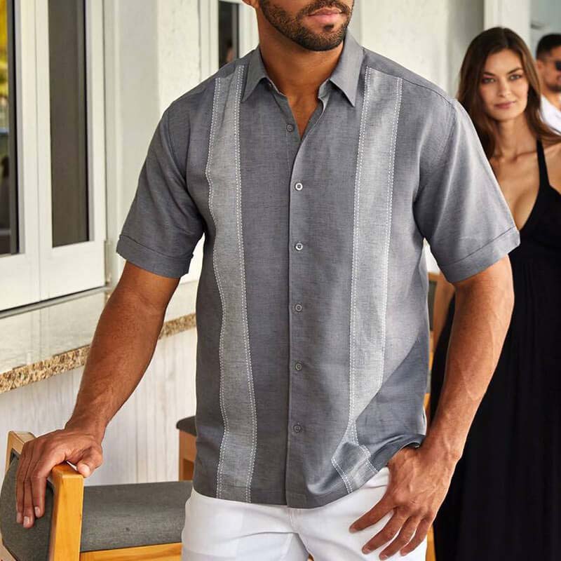 Vyriški „Urban Summer Cool“ marškinėliai su patogiais dryžuotais dryžuotais trumpomis rankovėmis