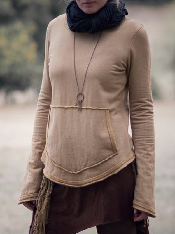 Damen Vintage handgefärbter Taschenpullover