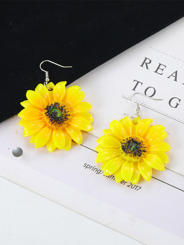 Pendientes clásicos de girasol para mujer