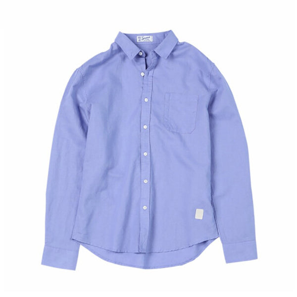 Herren Casual Cotton Leinen Revers Langarmhemd