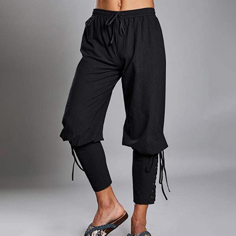 Hippie de verano para hombre Casual Super Soft Rope Cintura elástica Cintura Ligero Pantalones de lino