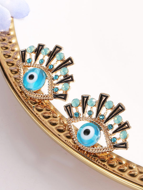 Pendientes vintage de mujer azul con pedrería