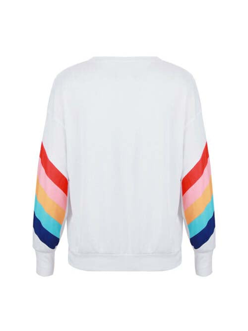 Suéter casual con manga larga de rayas arcoiris