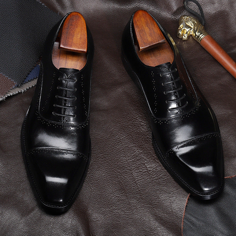 Sactino Brogue leather shoes in black / red wine