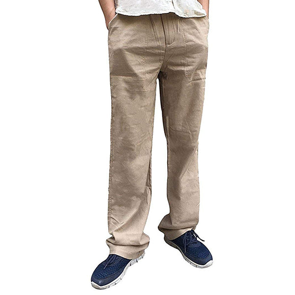 Pantalones de lino elásticos respetuosos con el medio ambiente hechos de lino