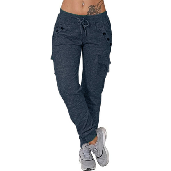 Pantalones casuales elásticos para mujer con 6 bolsillos